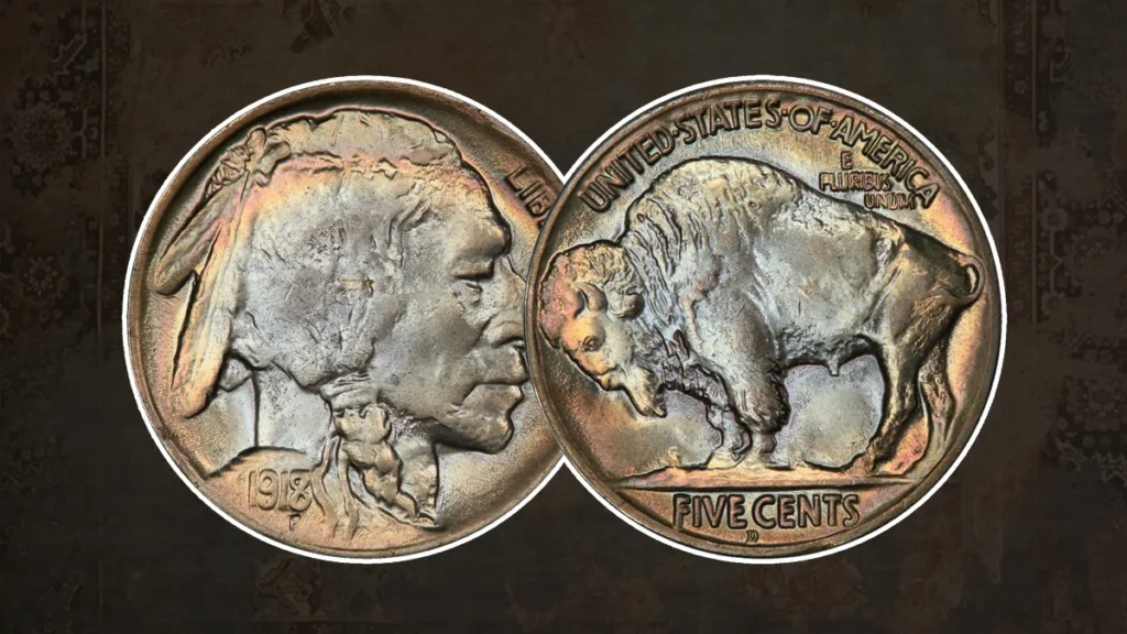 3. 1918 7 D Buffalo Nickel Doubled Die Obverse