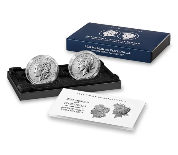 Morgan and Peace Dollar 2024 Two-Coin Reverse Proof Set