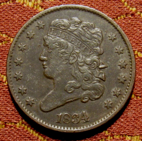 1828 P Classic Head Half Cent 13 stars XF