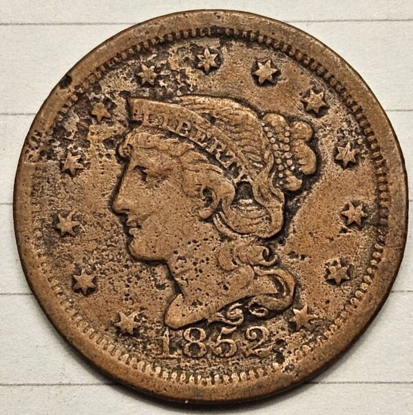 1853 P Braided Hair Half Cent Nice coin pic is so so. EF40 AU